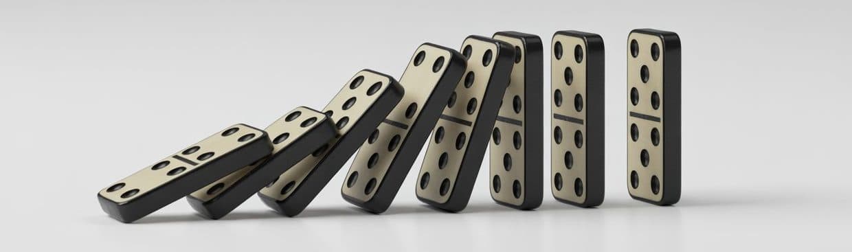 Dominoes falling in sequence