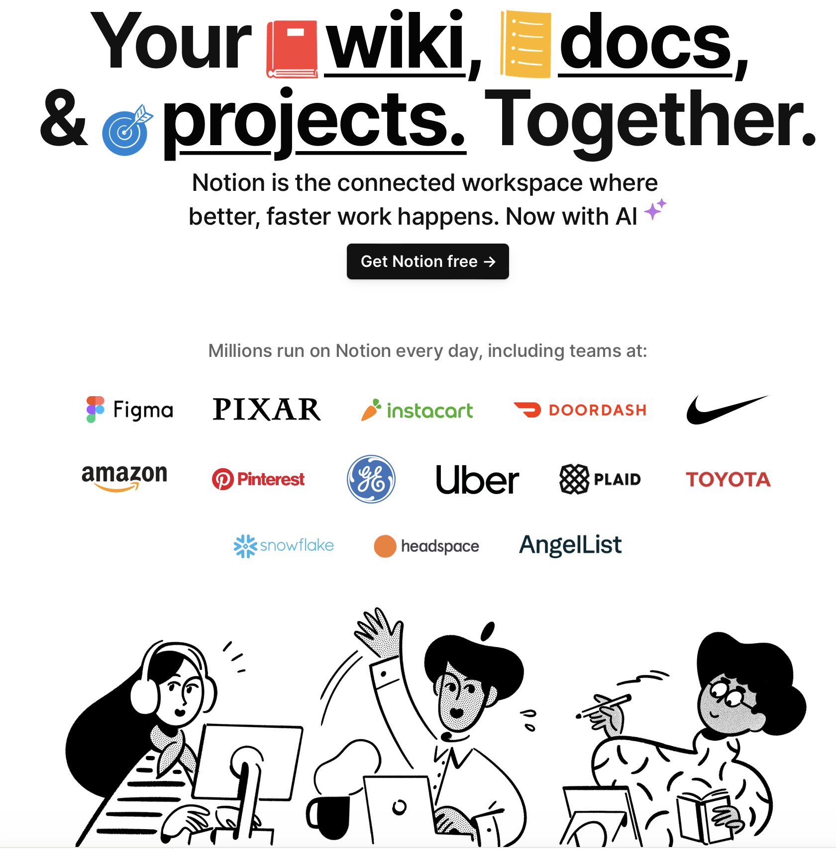 Notion workspace home view