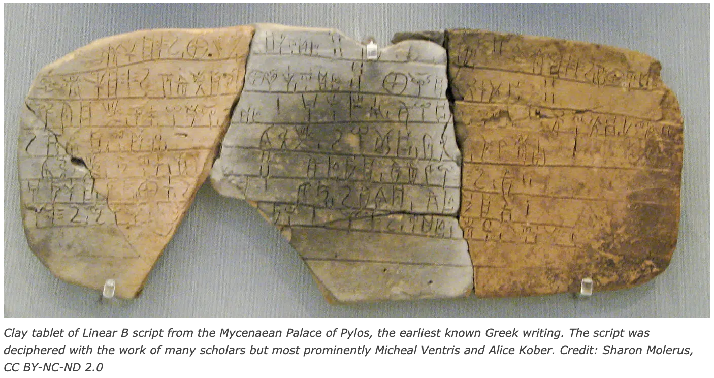 linear b clay tablet